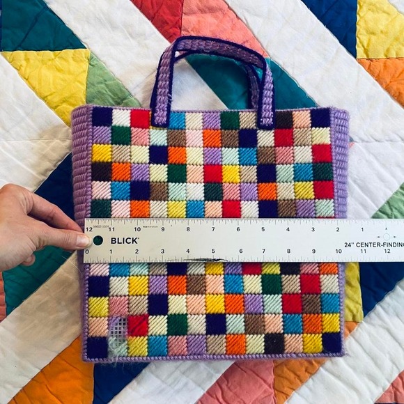 Multicolor‎ Colorblock Handcrafted Purse - Picture 3 of 8